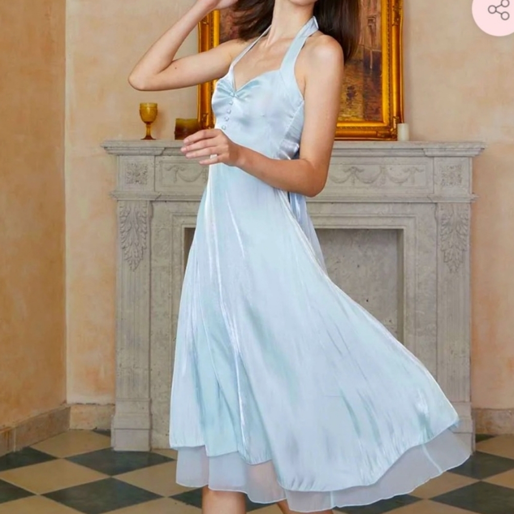 LaceMade Blue Halter Dress